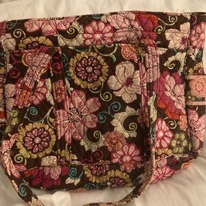 Vera Bradley Mod Brown and Pink Floral Tote Bag